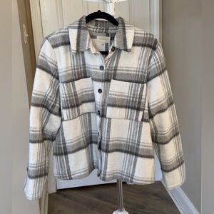 Plaid Gray and White Women's shacket